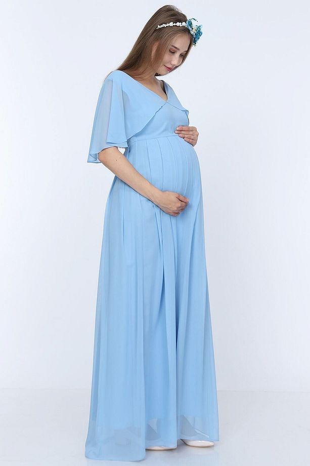 Melek Kol Hamile Elbisesi Bebe Mavi - 4