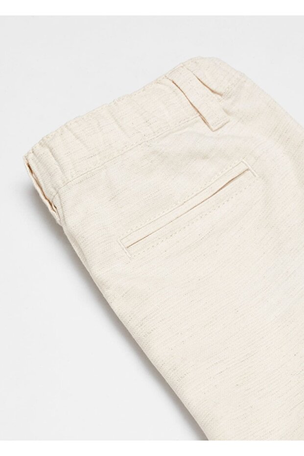 Keten karışımlı bermuda şort - 5