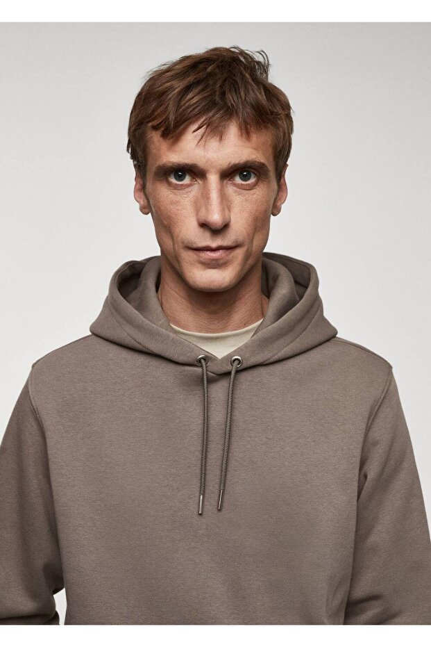 Kapüşonlu Pamuklu Kanguru Sweatshirt - 5