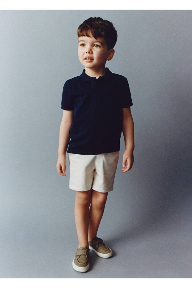 Keten karışımlı bermuda şort - 4