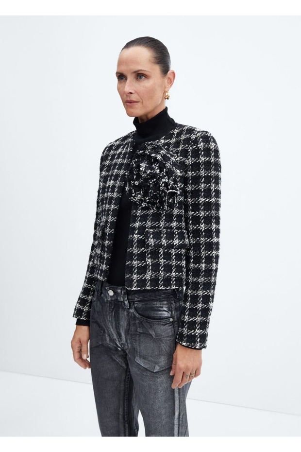 Maksi çiçekli tüvit ceket - 1