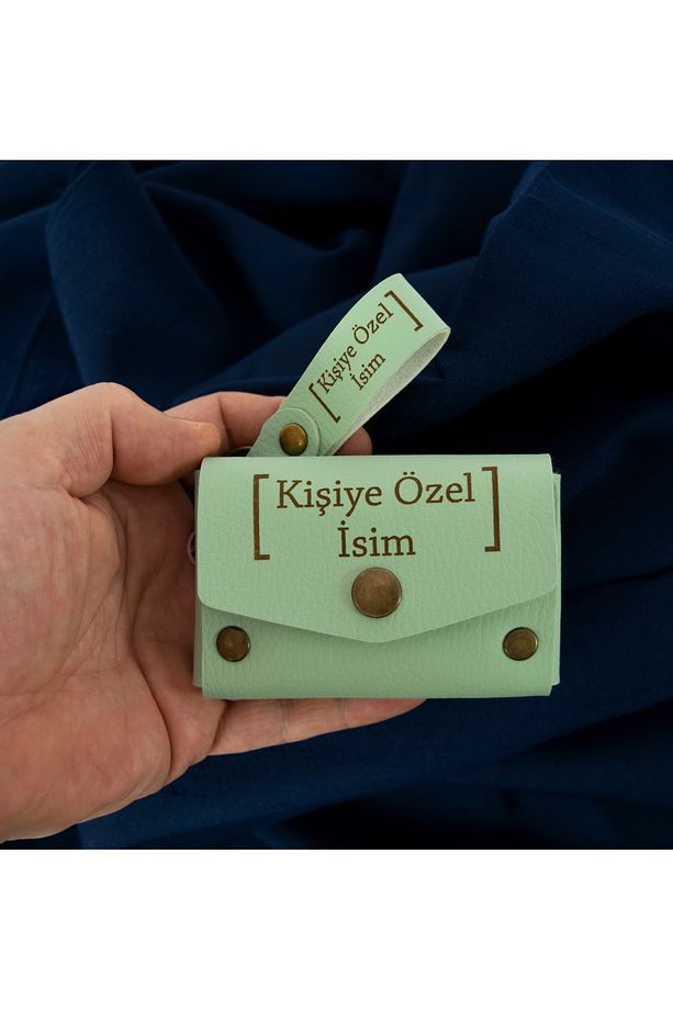 Açık Yeşil, Türk Yazılı, İsme Özel Kişiselleştirilebilir Cüzdan Ve Anahtarlık Set, Arkadaş Hediyesi - 8