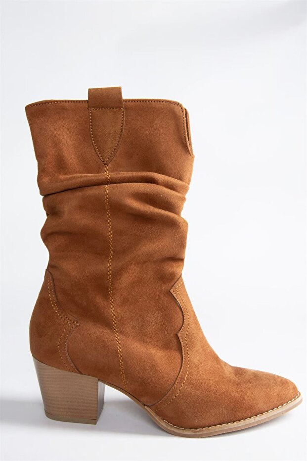 Brązowe zamszowe buty damskie J404040002 - 5