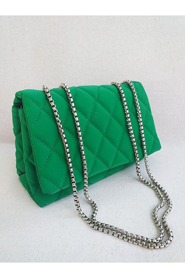 Kadın Kapitone Içi Astarlı 2 Bölmeli El Ve Omuz Çantası. Hediye Uygun. Yeşil - 1