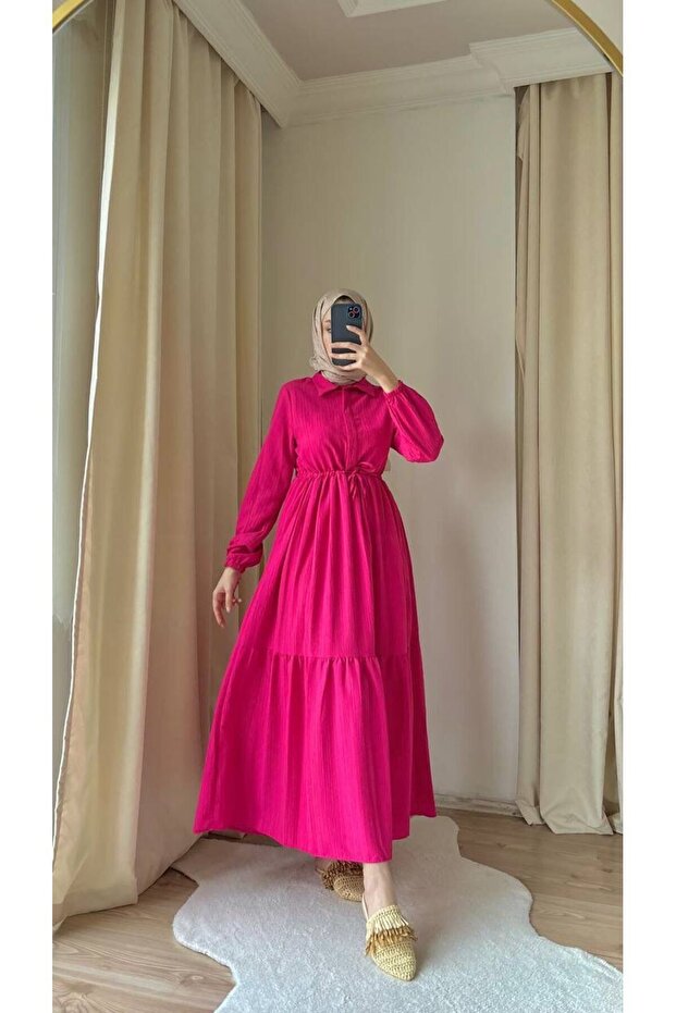 100% Cotton Wrinkled Belted Dress - Summer Minimalist Series
