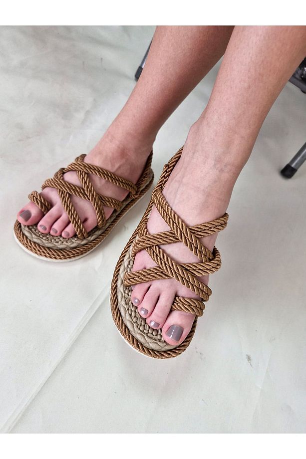 Unisex Hasırtaba Halat Yüksek Taban Sandalet - 3