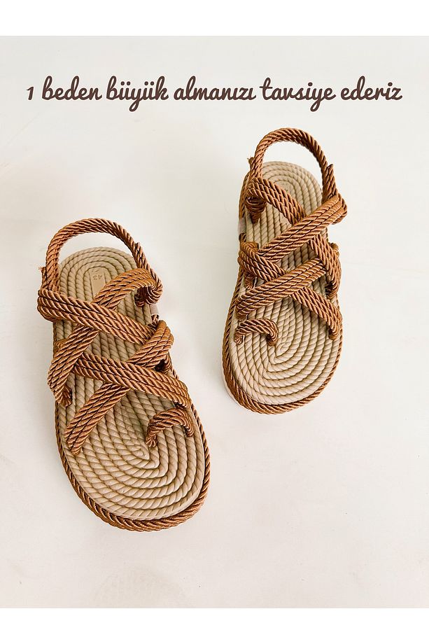 Unisex Hasırtaba Halat Yüksek Taban Sandalet - 1