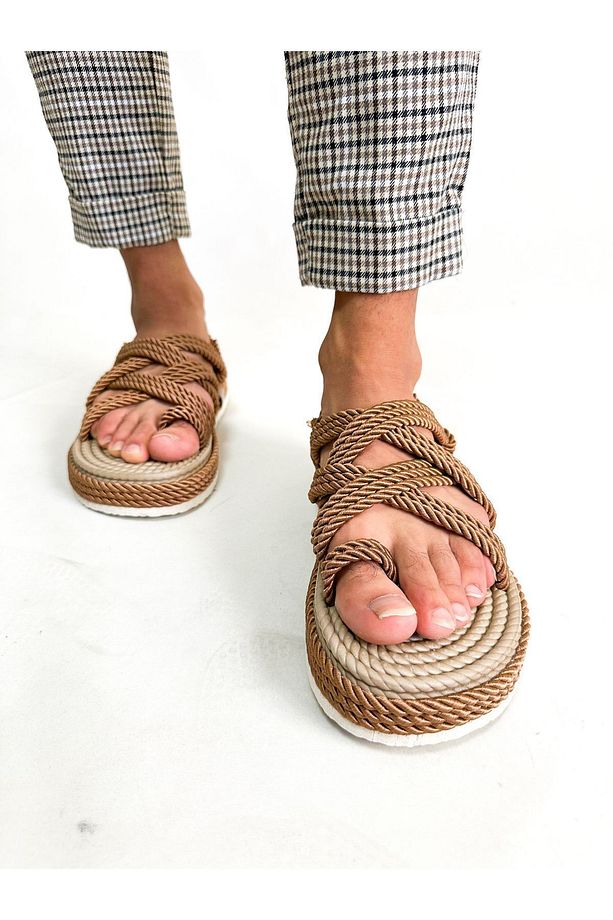 Unisex Hasırtaba Halat Yüksek Taban Sandalet - 2
