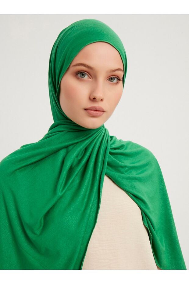 شال فيسكوز قطن ليفكرو ممشط 70x180 سم - أخضر مرير