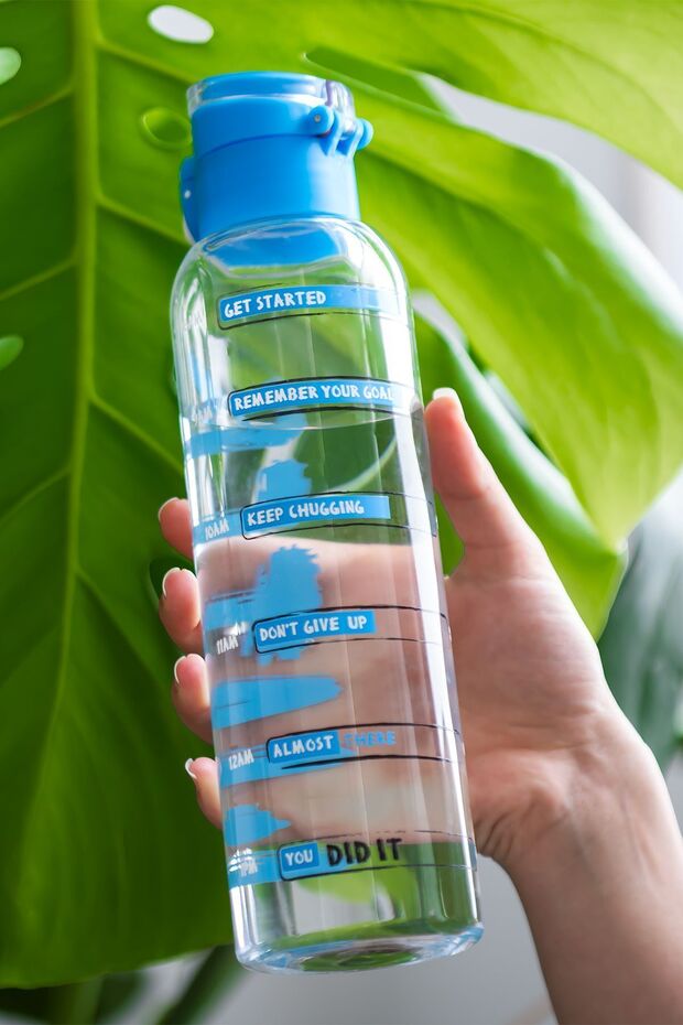 161407-055 Easy Time Reminder Scaled Water Bottle Flask - Sports Water Bottle - 750 cc Blue