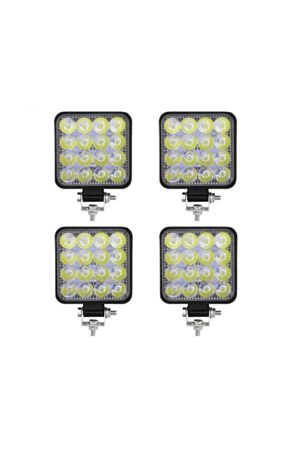 4 Adet 16 Led Kare Çalışma Lambası 110x110mm Off Road Traktör Tekne 16led-110 - 1