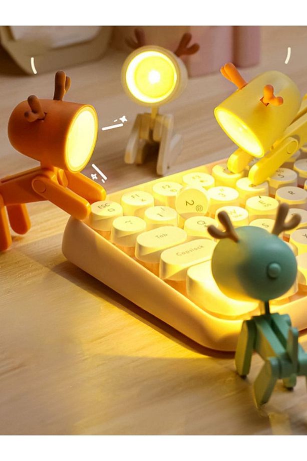 Mini Sarı Led Gece Lambası Sevimli Köpek Çocuklar Yatak Odası Başucu Oyuncak Masa Lambası - 4