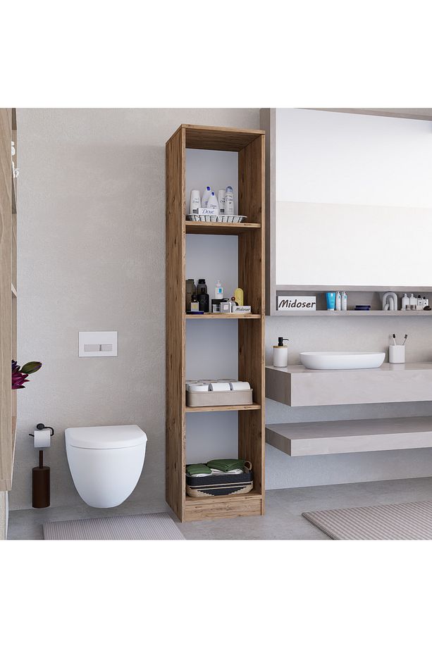 Yaman Atlantik Çam Tek Kapaklı 4 Raflı Çok Amaçlı Mutfak Kiler Ve Banyo Dolabı - 5