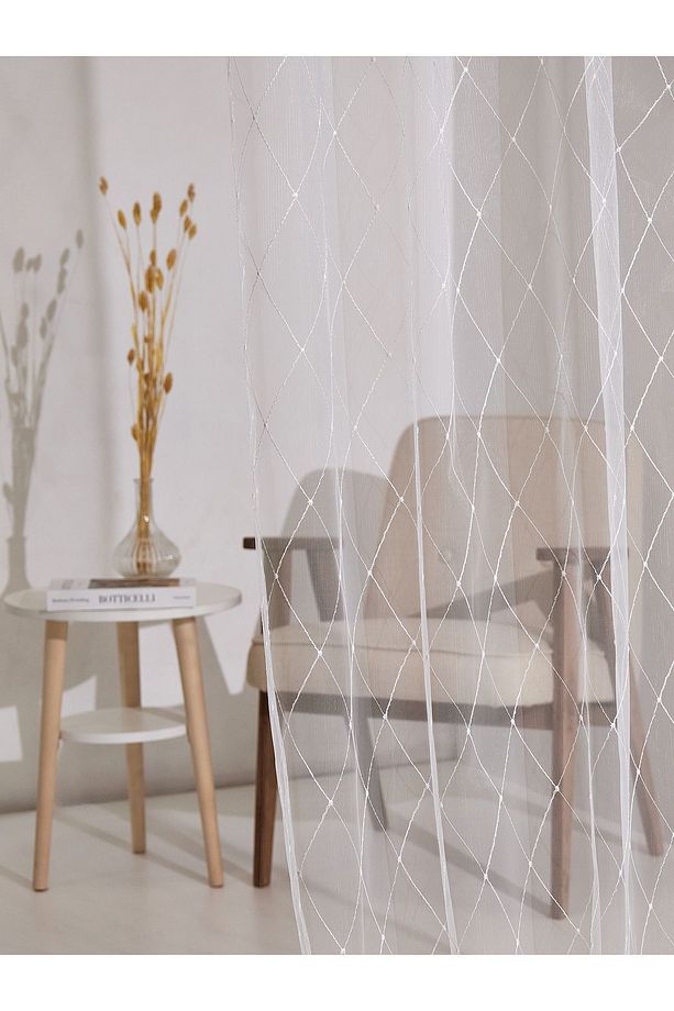 Tül perde geometri desenli ütü istemez 1e 2,5kat Normal pile salon mutfak balkon ve odalara uygun - 4