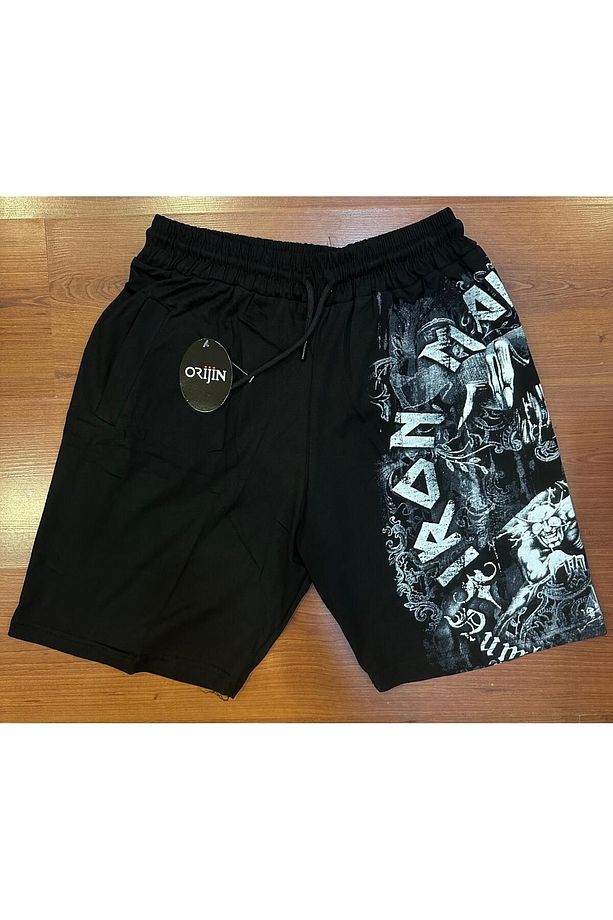 Iron Maiden Number of The Beast Baskılı Unisex Siyah Şort - 2