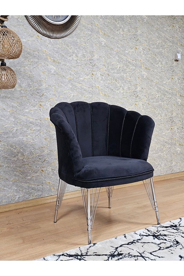 Tekli Krom Kaplama Tel Ayak Papatya Çay Seti Koltuk Tekli Berjer , Balkon, Salon, Ofis, Cafe Koltuk - 3
