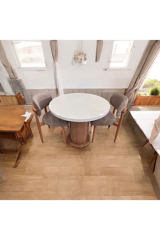 Bohem Balkon Mutfak Salon Ahşap Masa Sanldalye Takımı - 5