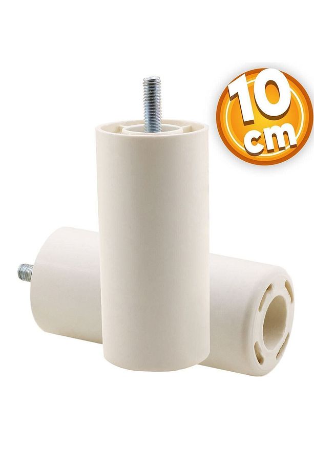 Mobilya Kanepe Koltuk Baza Yükseltme Yükseltici M8 Civatalı Incediş Destek Ayağı Ayakları Beyaz 10cm - 1