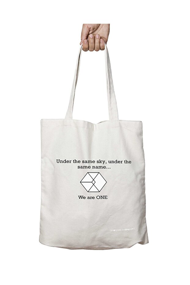Under the same sky, We are ONE Double-Sided Permanent Printed Washable School Beach Shoulder Tote Bag