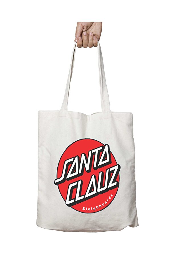 Santaclauzs Santa Cruz Two-Sided Permanent Printed Washable School Beach Shoulder Tote Bag