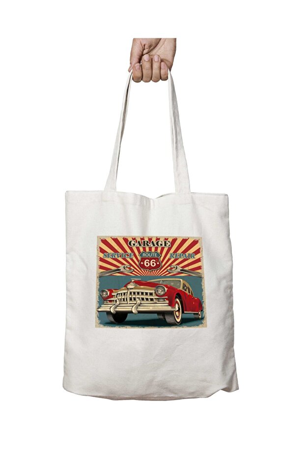 ROUTE 66 GARAGE - حقيبة قابلة للغسل مطبوعة على الجانبين