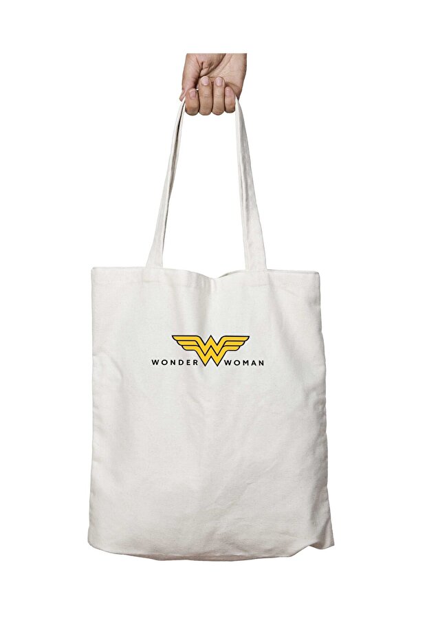Wonder Woman Logo Two-Sided Permanent Printed Washable School Beach Shoulder Tote Bag