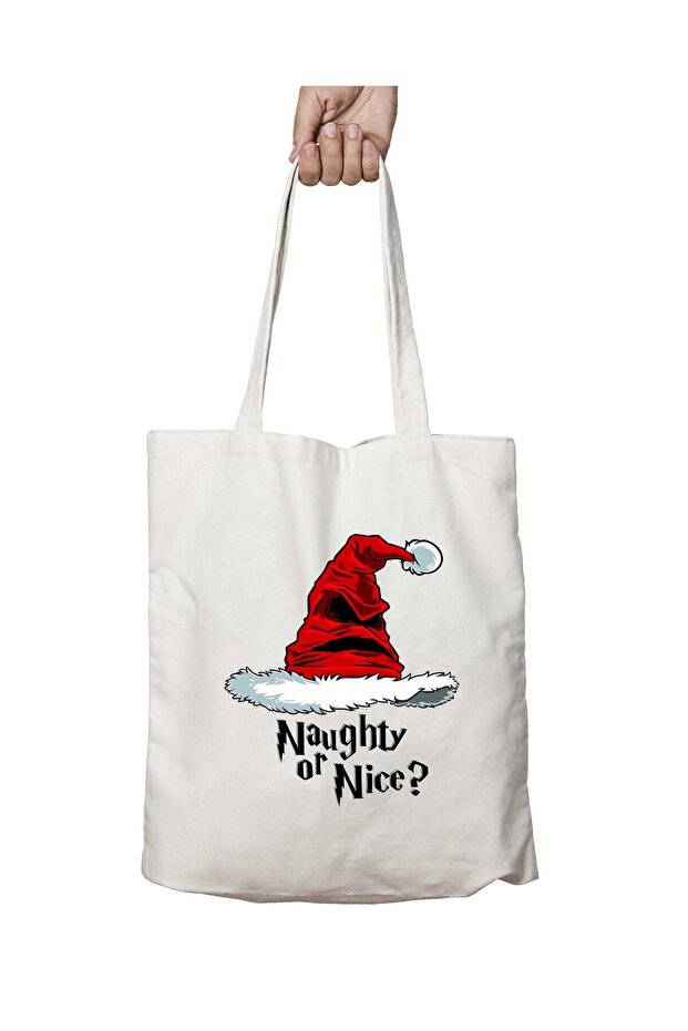 حقيبة كتف مدرسية للشاطئ مطبوعة بشكل دائم على الجانبين وقابلة للغسل من نوع Naughty or Nice