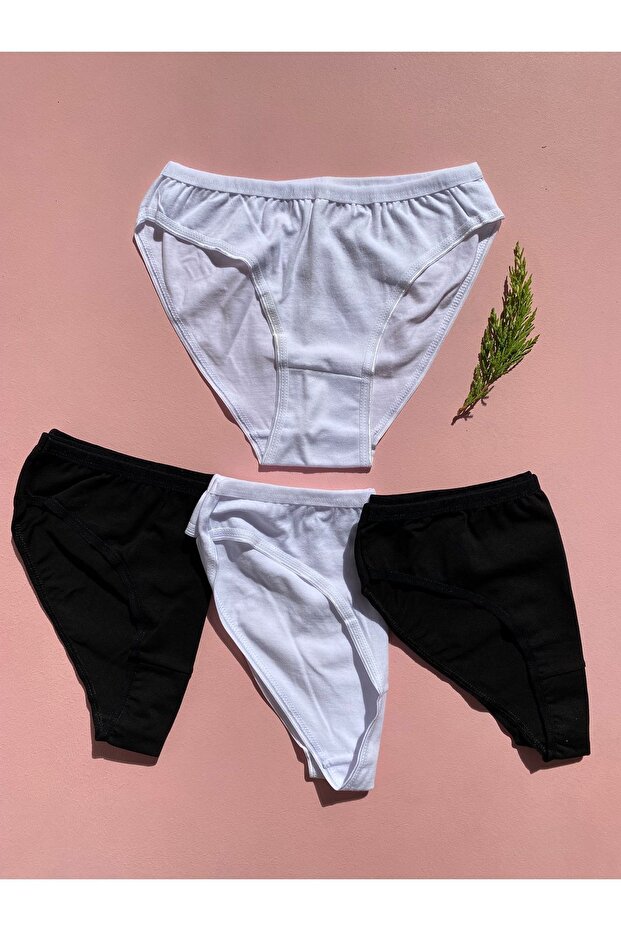 4-piece Cotton lycra Triangle Slip Panties - 2 BlacK and 2 White