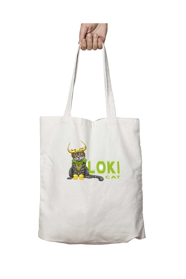 Loki Cat Two-Sided Permanent Printed Washable School Beach Shoulder Tote Bag