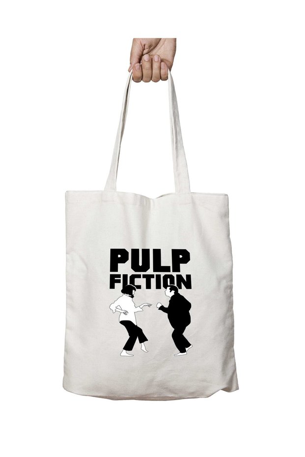 Pulp Fiction Two-Sided Permanent Printed Washable School Beach Shoulder Tote Bag