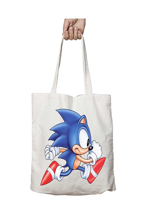 Sonic-The-Hedgehog-Png-5 Two-Sided Permanent Printed Washable School Beach Shoulder Tote Bag