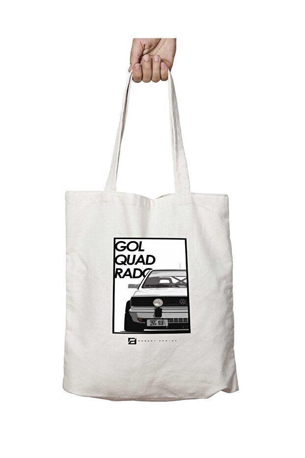 Volkswagen Gol Quadrado Two Sides Permanent Printed Washable School Beach Shoulder Tote Bag