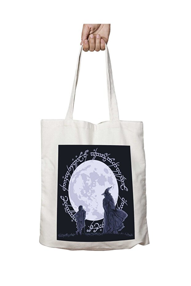 The Adventure Begins Gandalf and Bilbo the Hobbit Two-Sided Permanent Printed Washable Bag