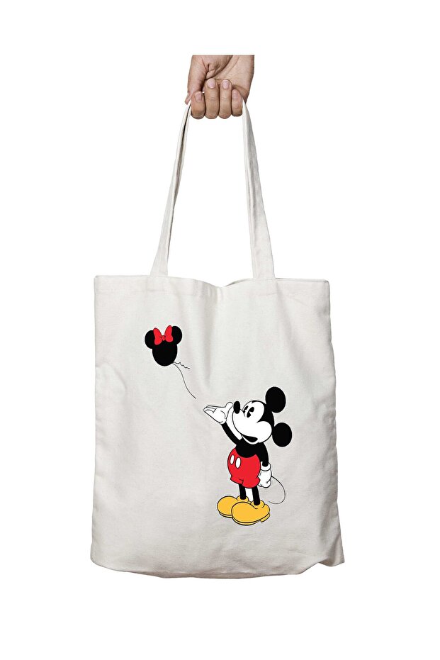 Mickey Mouse Banksy Balloon Two Sides Permanent Printed Washable School Beach Shoulder Tote Bag