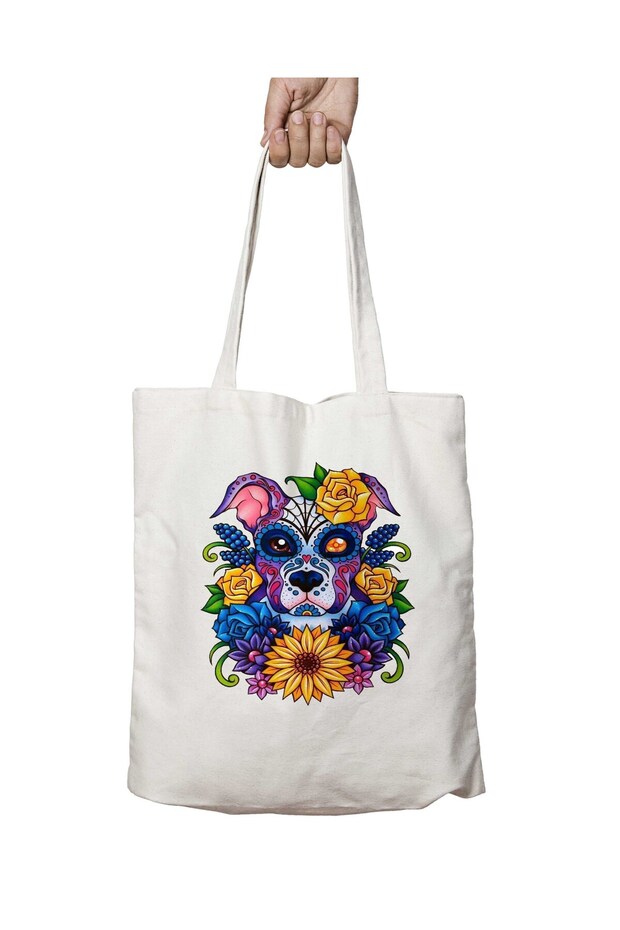 Mexican Skull Pattern - Washable Lasting Shoulder Tote Bag, for Beach and School