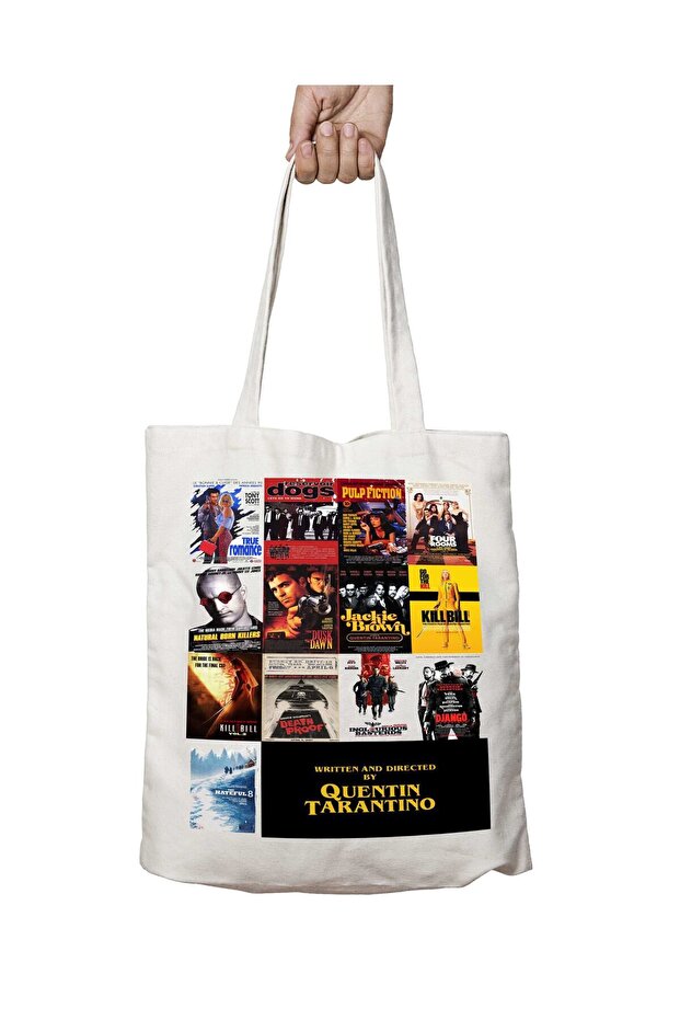 Quentin Tarantino Movies Two Sides Permanent Printed Washable School Beach Shoulder Cloth Bag
