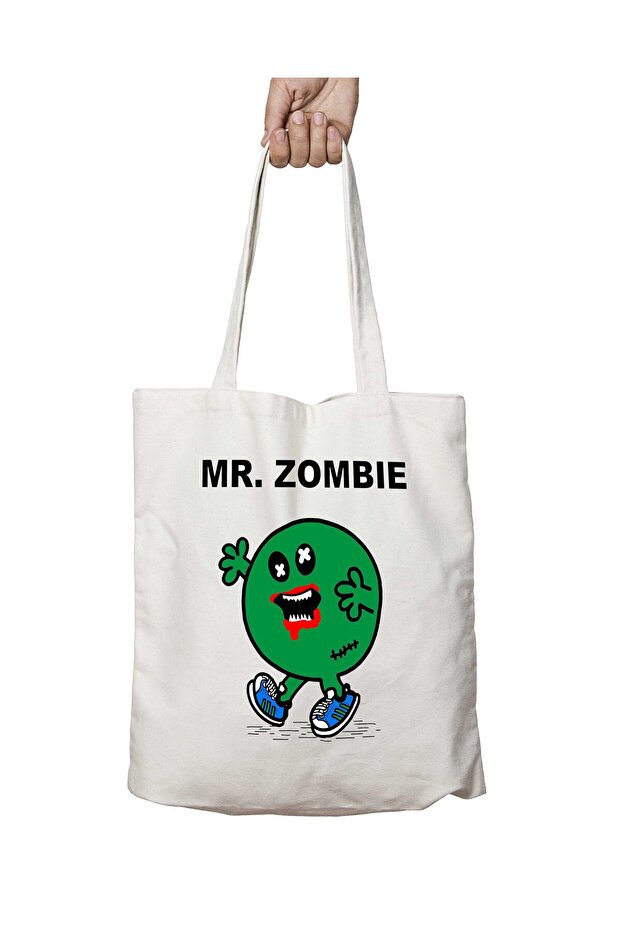 Mr Zombie Mr Men منقوشة - حقيبة كتف قابلة للغسل، مطبوعة بشكل دائم