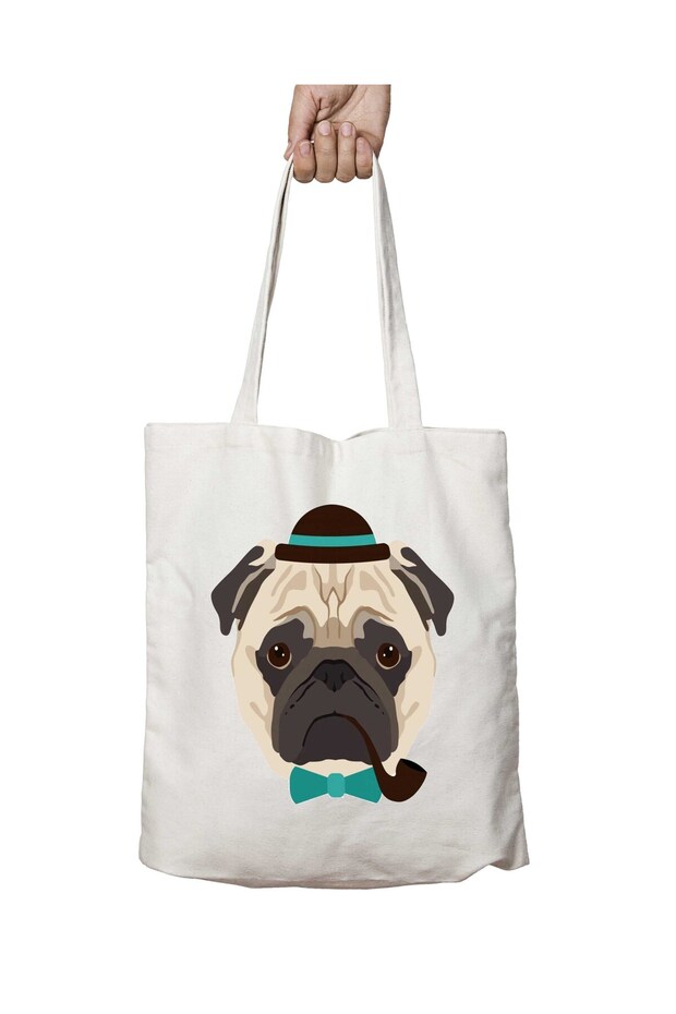 Pug Perfil Two-Sided Permanent Printed Washable Bag