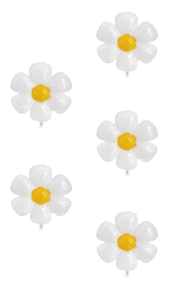 5 Pieces White Daisy Foil Balloon 50X40 cm