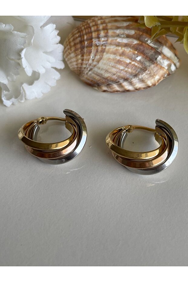Non-Tarnish Steel Hoop Model Earrings