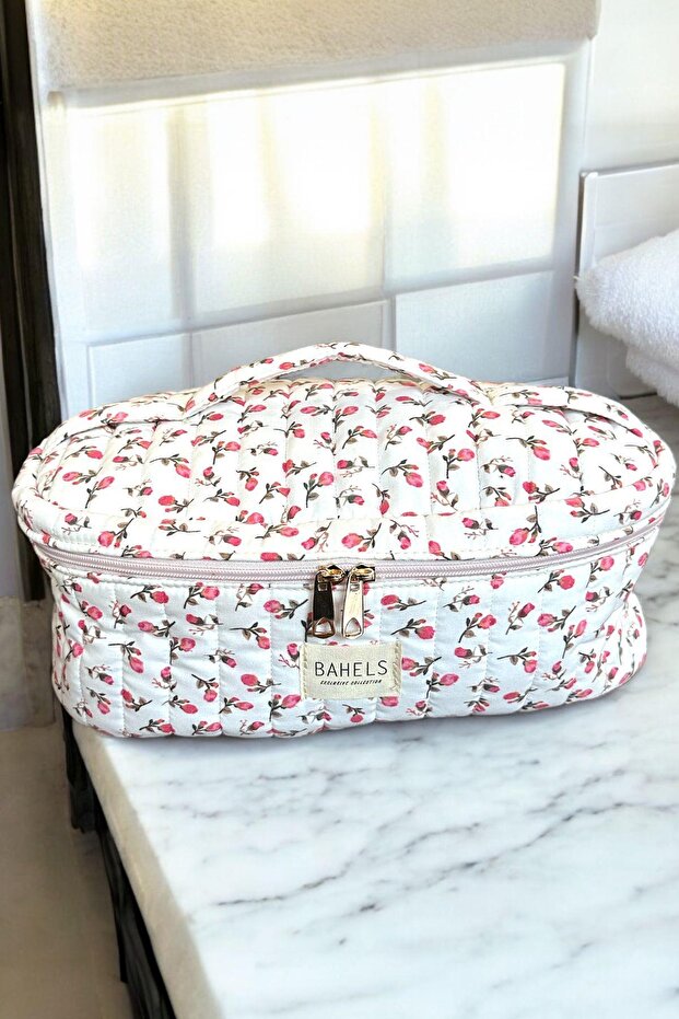 Rose Pattern Airwrap Compatible XL Size Bag Travel Bag for All Hair Styling with Internal Compartments - 2