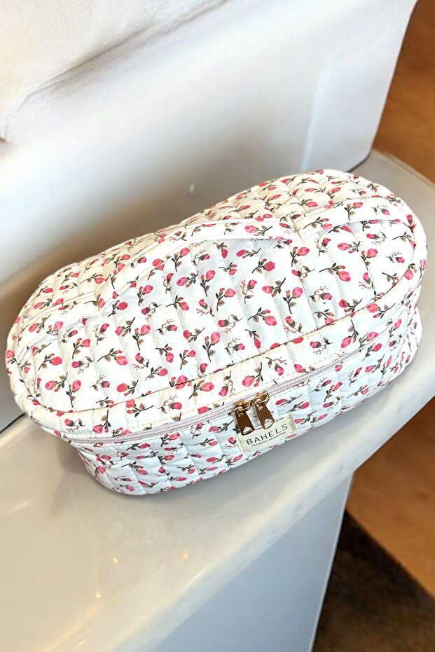 Rose Pattern Airwrap Compatible XL Size Bag Travel Bag for All Hair Styling with Internal Compartments - 1