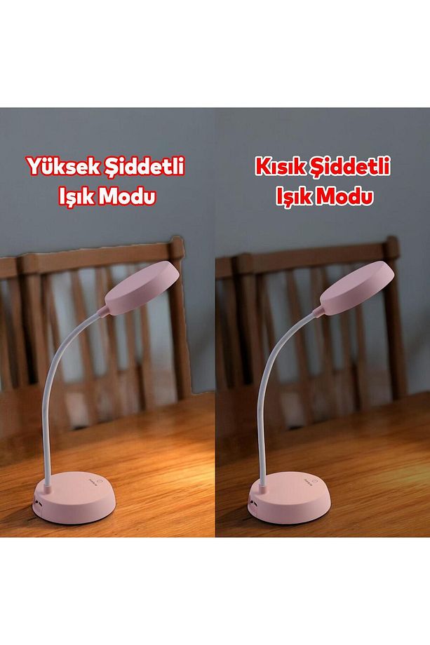 Şarjlı Akrobat Lamba 360° Masa Üstü Lamba 3 Kademe Dokunmatik Çalışma Okuma Işığı Gece Lambası Soft - 7