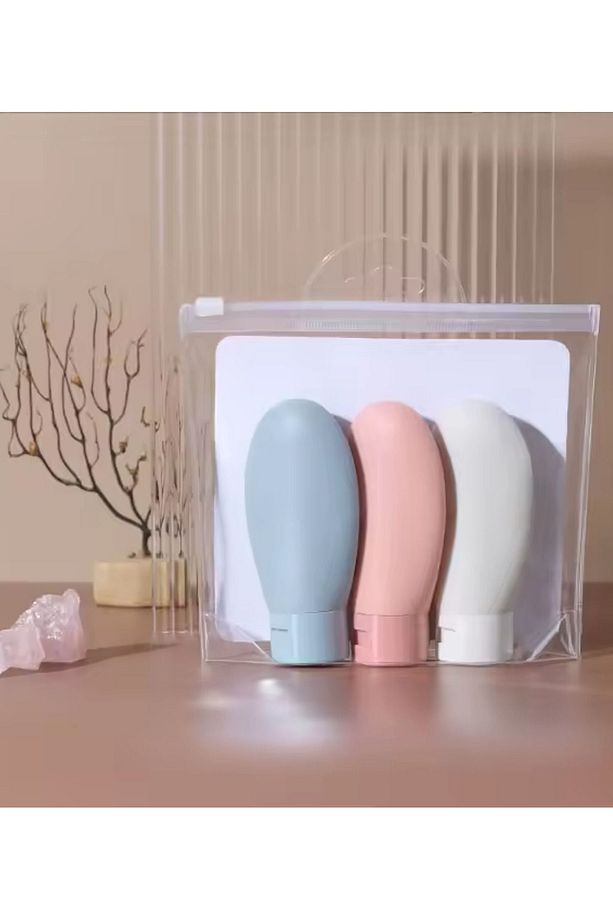 3 Adet Seyahat Tipi Doldurulabilir Krem Şampuan Duş Jeli Sprey Losyon Şişe Seti Krem Kutusu 60 Ml - 1