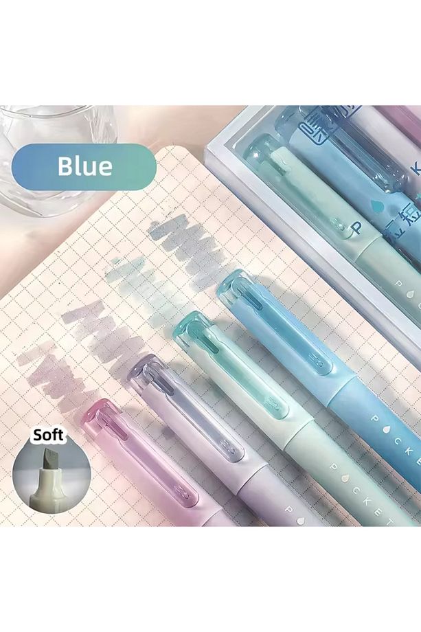 Mavi Tonlar Pocket Soft Renkler Fosforlu Kalem Seti 4 Adet - 3