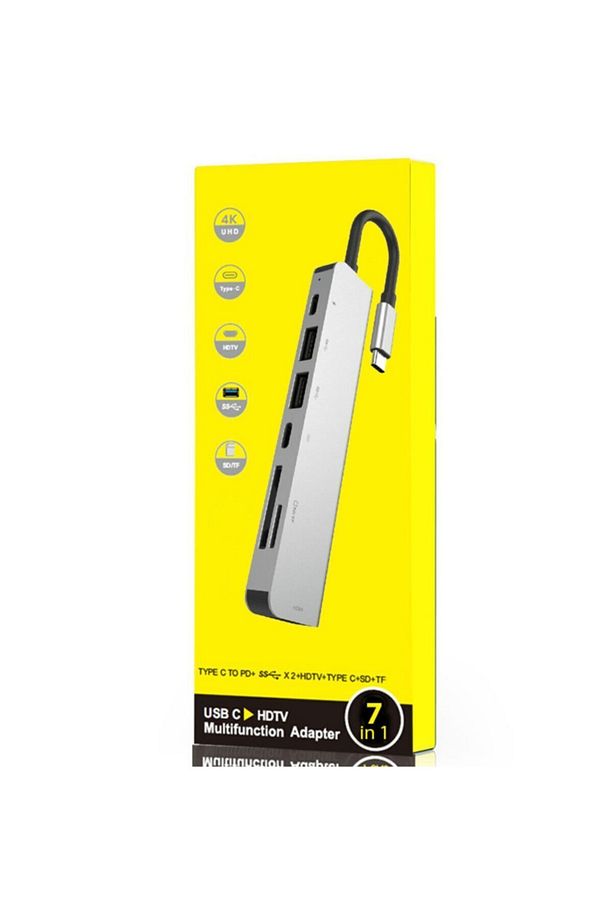 7 In 1 Sd Tf 2x Usb 2x Type-c Hub Hdmı Girişli Samsung S8 S9 S10 Macbook Çevirici Adaptör - 4