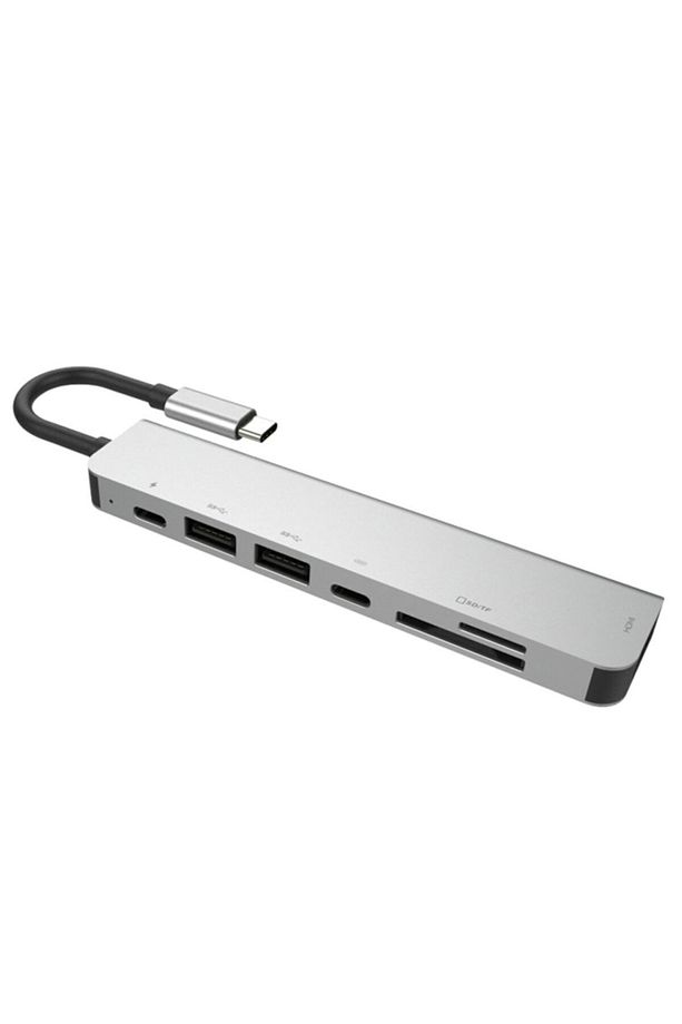 7 In 1 Sd Tf 2x Usb 2x Type-c Hub Hdmı Girişli Samsung S8 S9 S10 Macbook Çevirici Adaptör - 6