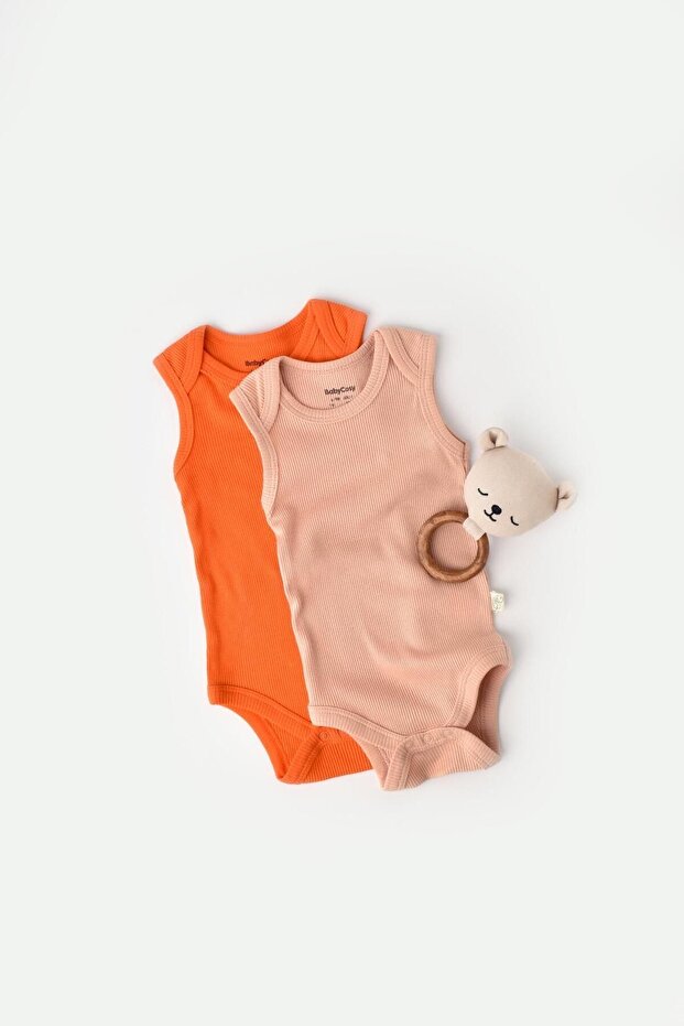 Baby 2-Piece Sleeveless Bodysuit, 50% Modal Fabric - 50% Organic Cotton, Baby and Newborn Series