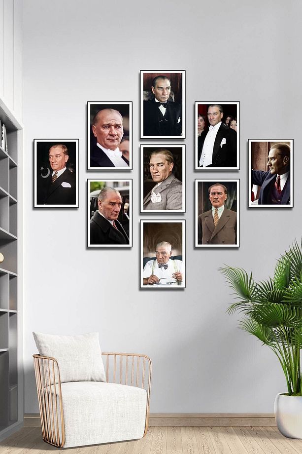 Atatürk Görselli Duvar Tablosu 9 Lü Set - 1