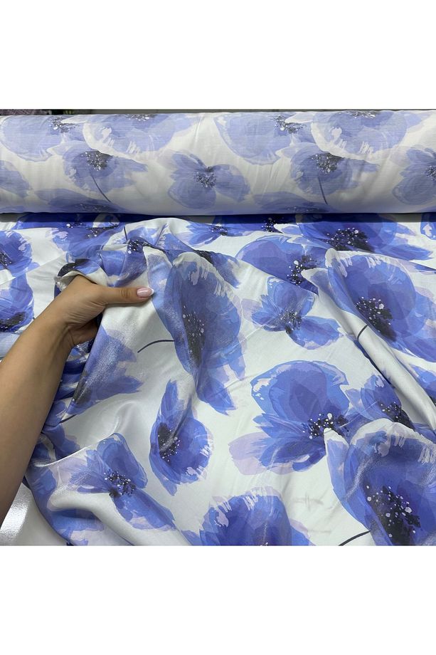 Parlak Floş Saten Kumaş En 150 cm Işıltı Çiçekli Yansımalı Pamuk - 3